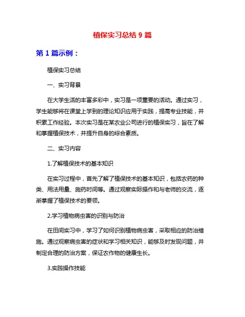 植保实习总结9篇