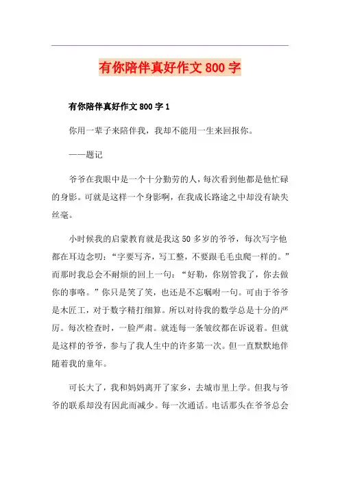 有你陪伴真好作文800字