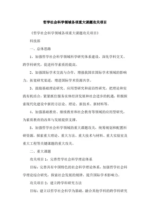 哲学社会科学领域各项重大课题攻关项目