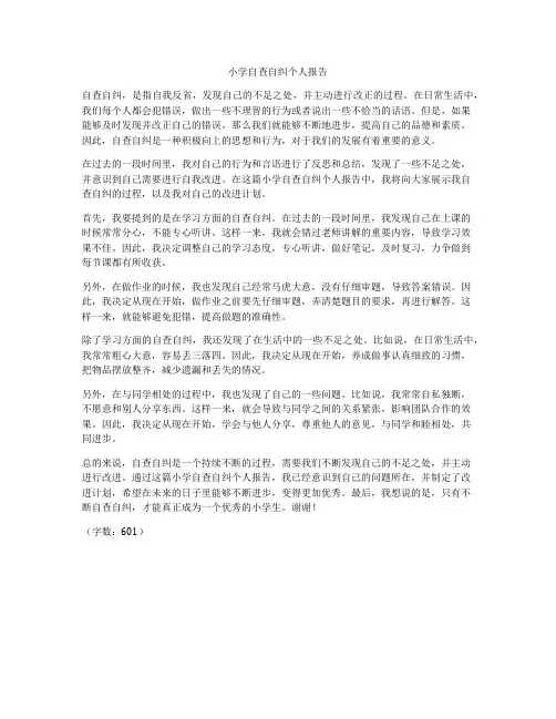 小学自查自纠个人报告