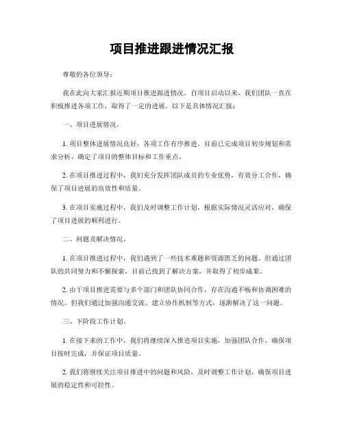 项目推进跟进情况汇报