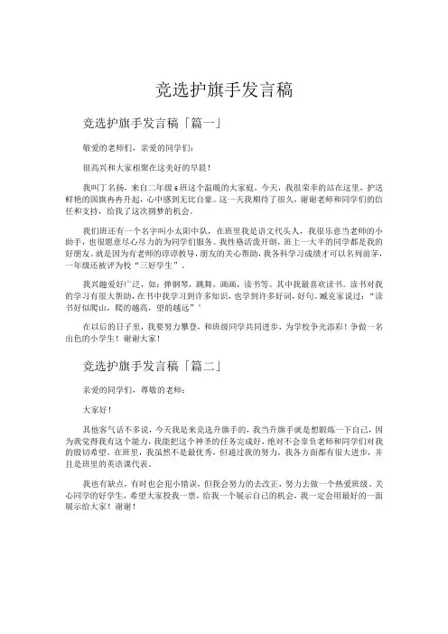 竞选护旗手发言稿