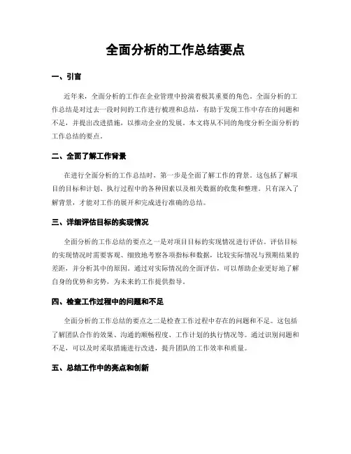 全面分析的工作总结要点