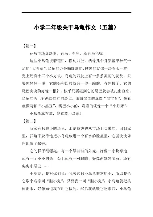 小学二年级关于乌龟作文(五篇)