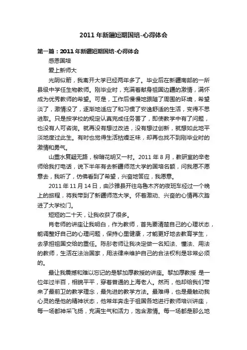 2011年新疆短期国培-心得体会
