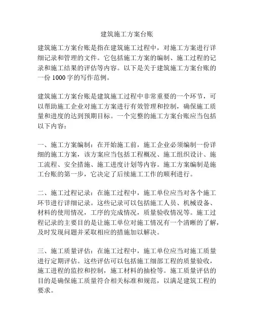 建筑施工方案台账
