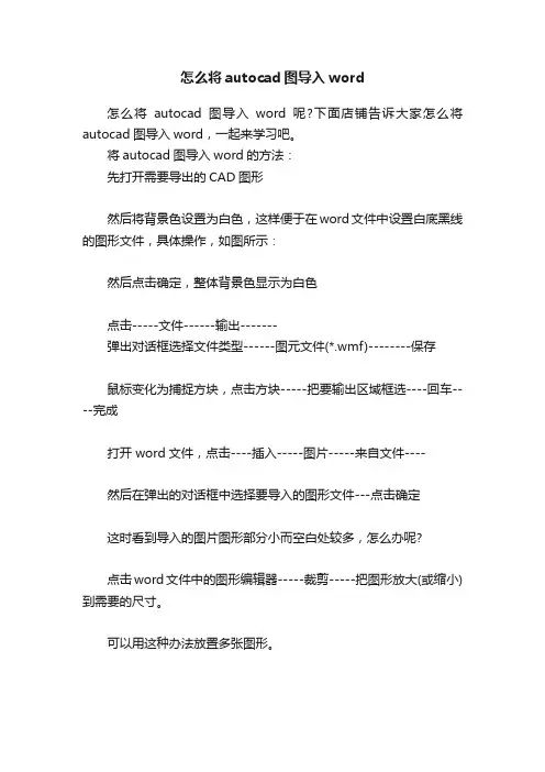 怎么将autocad图导入word