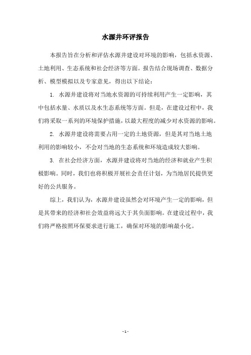 水源井环评报告