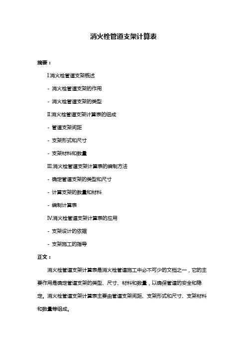 消火栓管道支架计算表