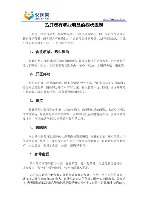乙肝都有哪些明显的症状表现