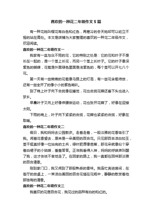 喜欢的一种花二年级作文5篇