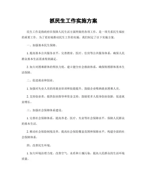 抓民生工作实施方案