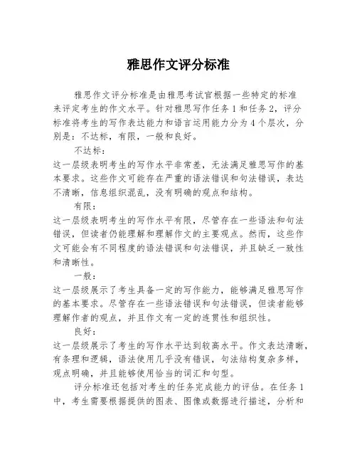 雅思作文评分标准