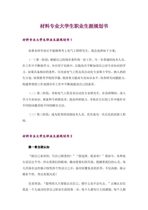 材料专业大学生职业生涯规划书