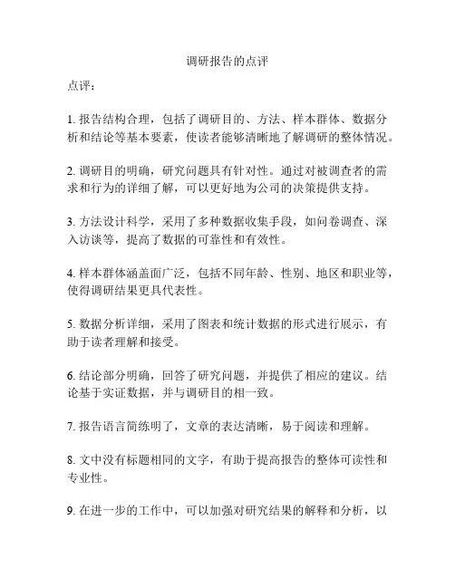 调研报告的点评