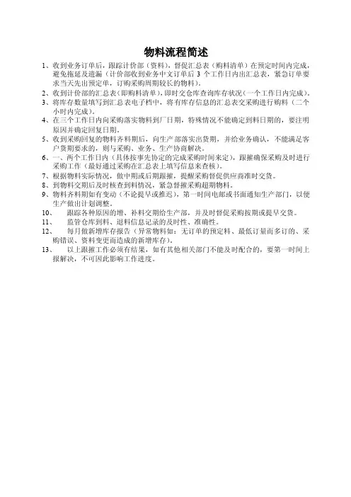 物控流程及工作中遇到的问题