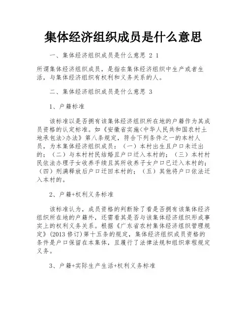 集体经济组织成员是什么意思