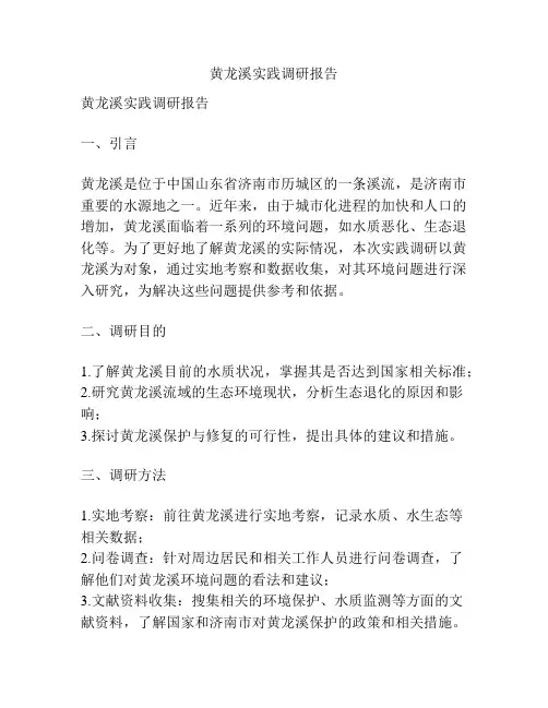 黄龙溪实践调研报告