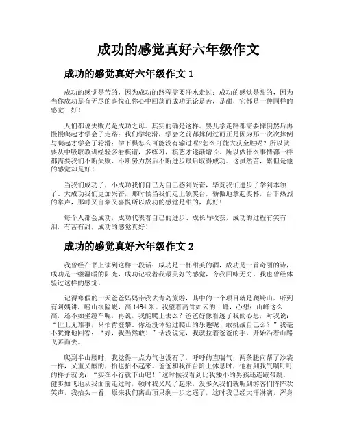成功的感觉真好六年级作文