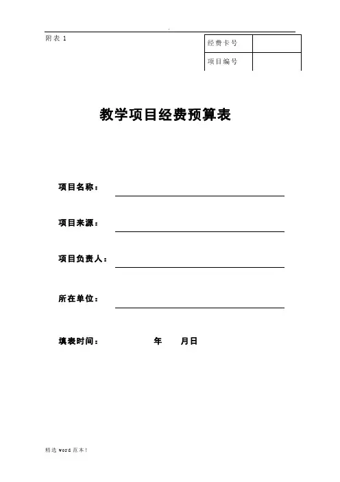 教学项目经费预算表最新版
