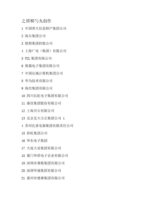 中国电子行业企业排名100强