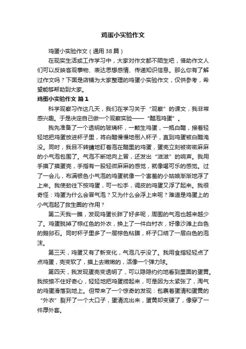 鸡蛋小实验作文
