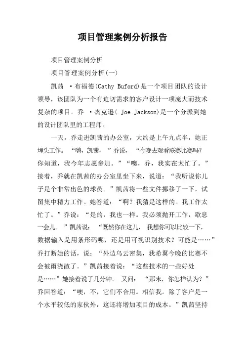 项目管理案例分析报告