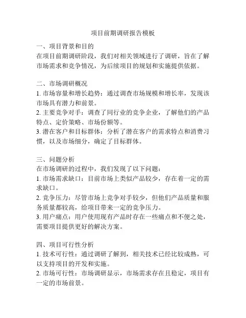 项目前期调研报告模板