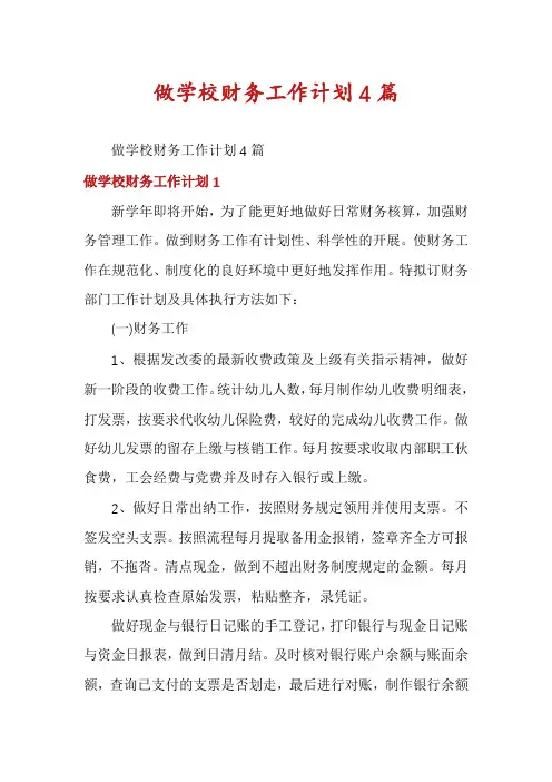 做学校财务工作计划4篇
