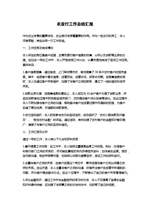 农发行工作总结汇报