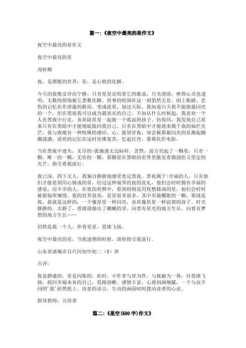 夜空中最亮的星作文600字