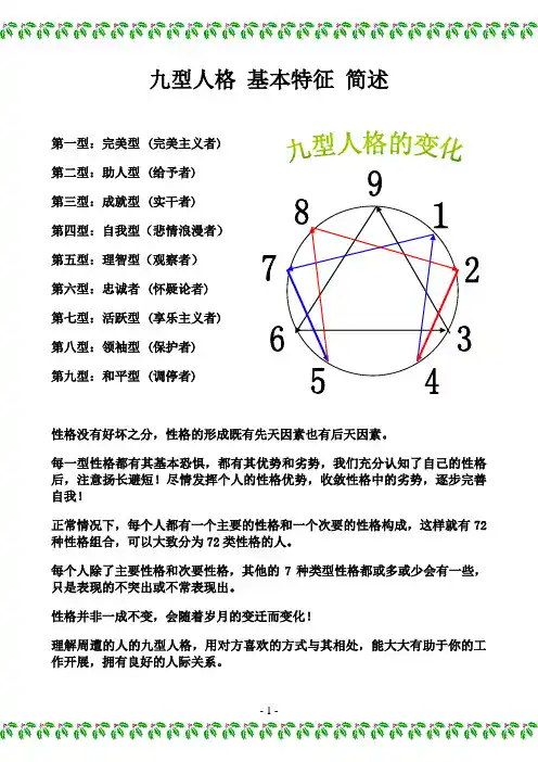 九型人格 基本特征