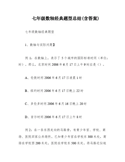 七年级数轴经典题型总结(含答案)