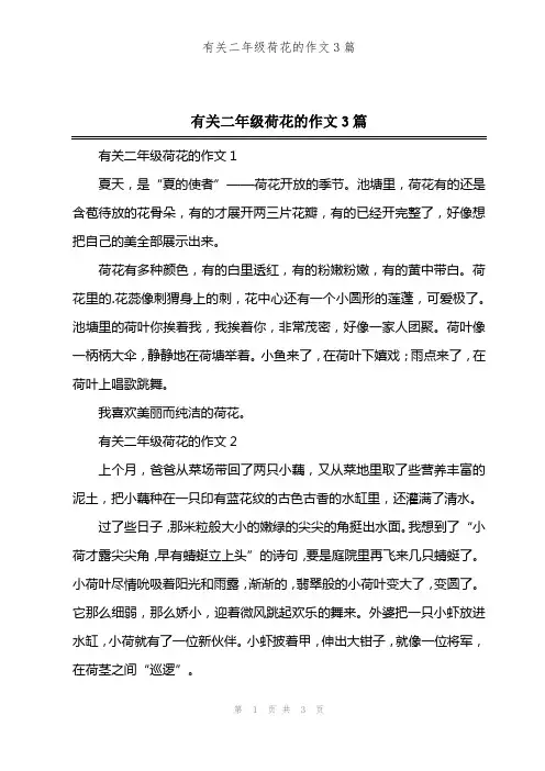 有关二年级荷花的作文3篇