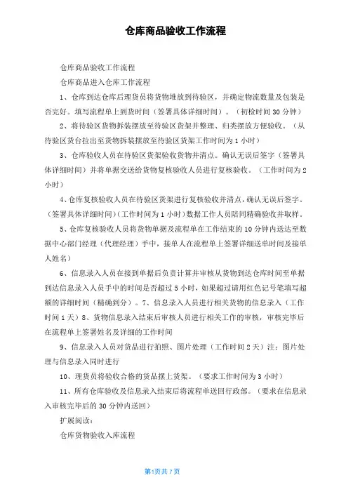 仓库商品验收工作流程