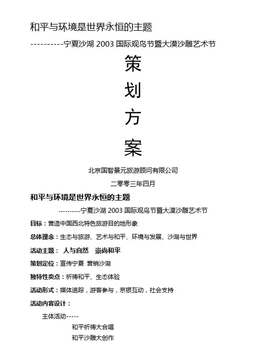 宁夏沙湖沙雕节策划案