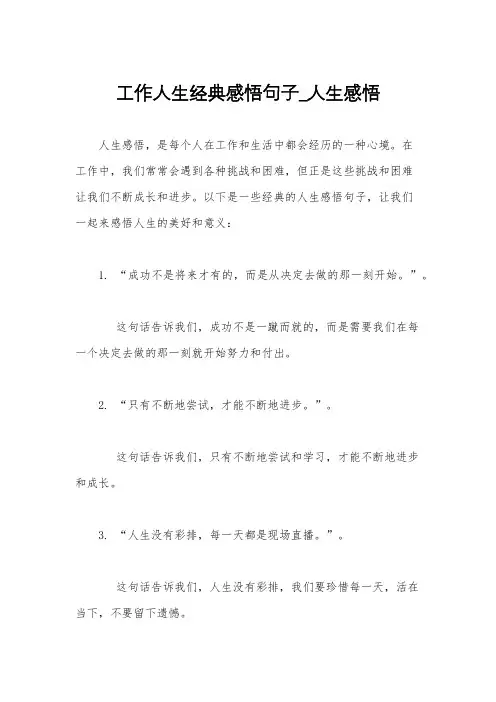 工作人生经典感悟句子_人生感悟