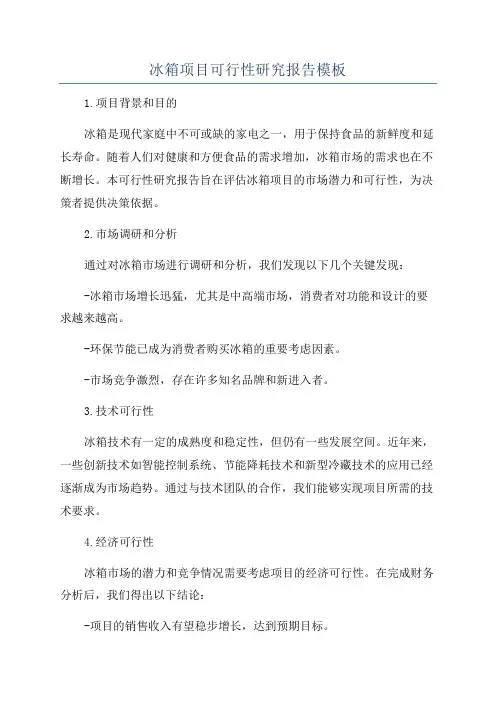 冰箱项目可行性研究报告模板