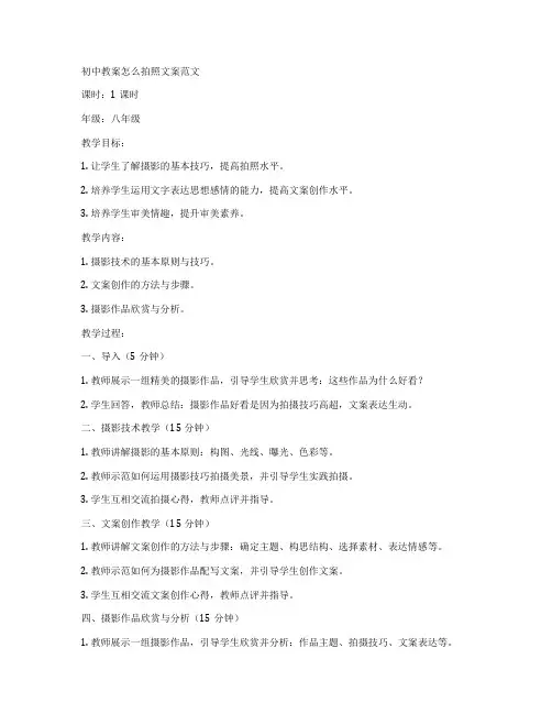 初中教案怎么拍照文案范文