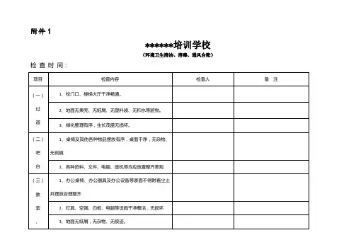 【15】培训学校环境卫生清洁、消毒、通风台账