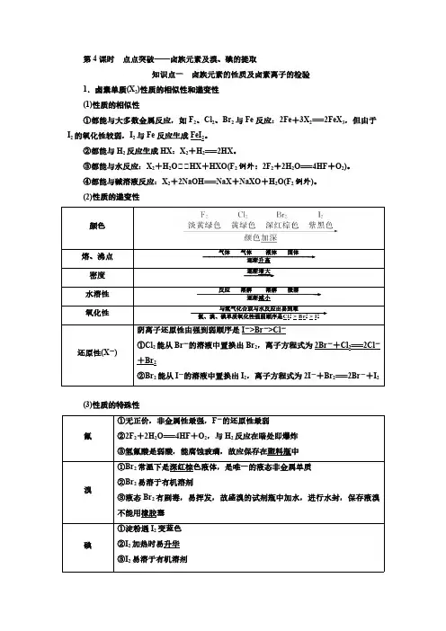 高考化学一轮复习学案：4.4卤族元素及溴、碘的提取-点点突破