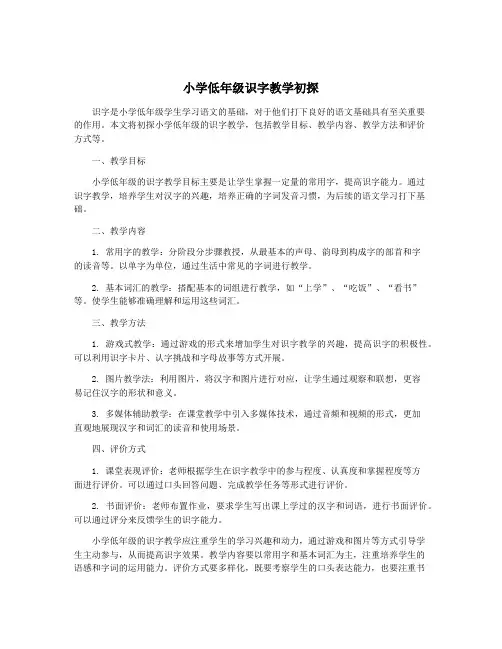 小学低年级识字教学初探