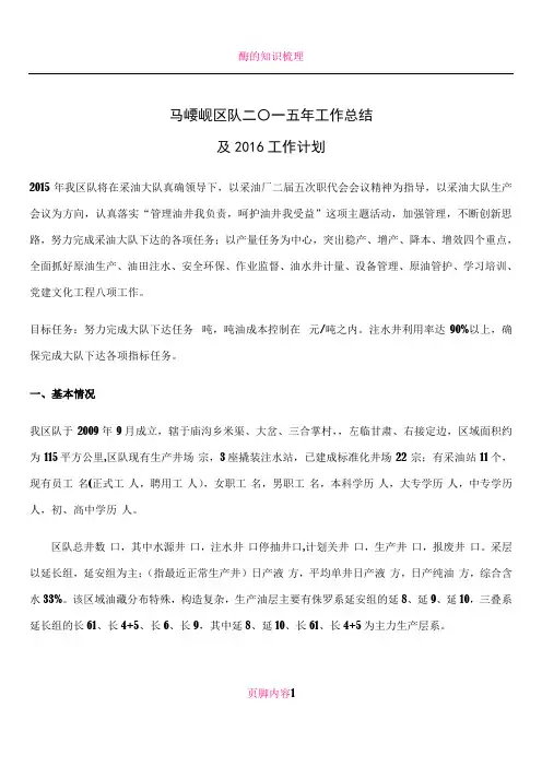 2015年工作总结及2016年工作计划70536