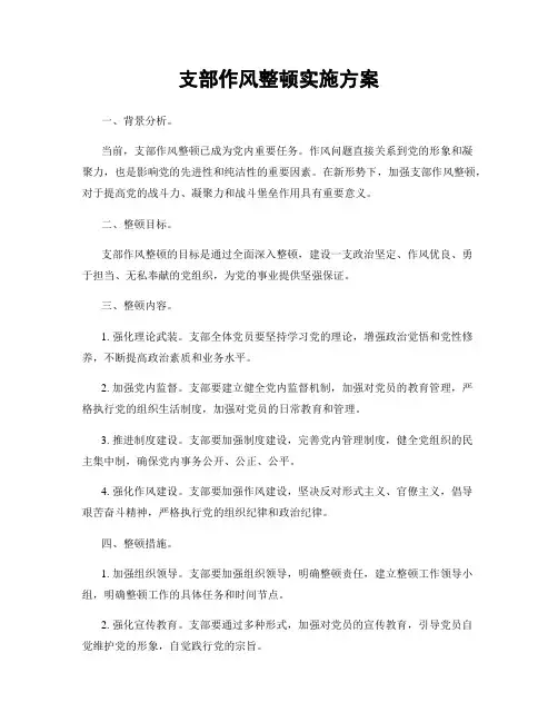 支部作风整顿实施方案