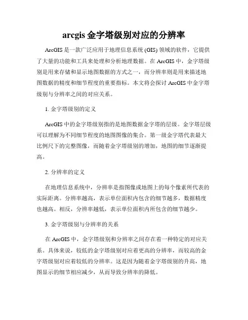 arcgis金字塔级别对应的分辨率