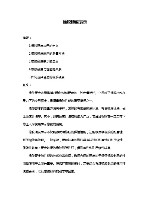 橡胶硬度表示