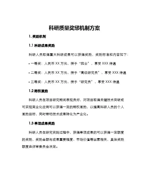 科研质量奖惩机制方案