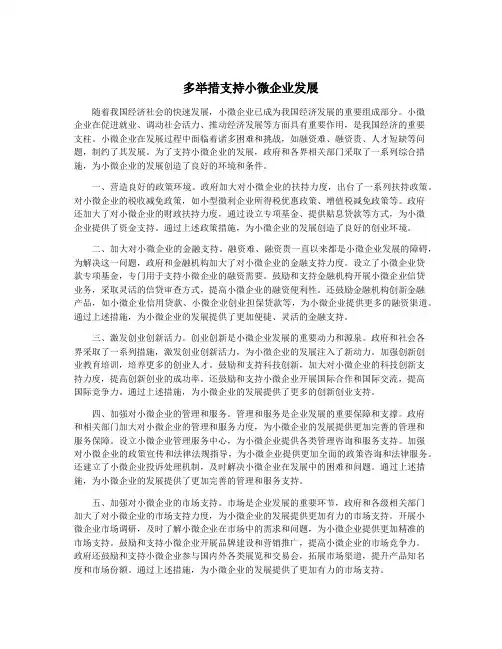 多举措支持小微企业发展