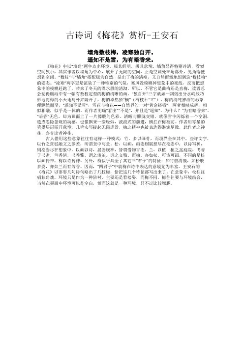 古诗词《梅花》赏析-王安石