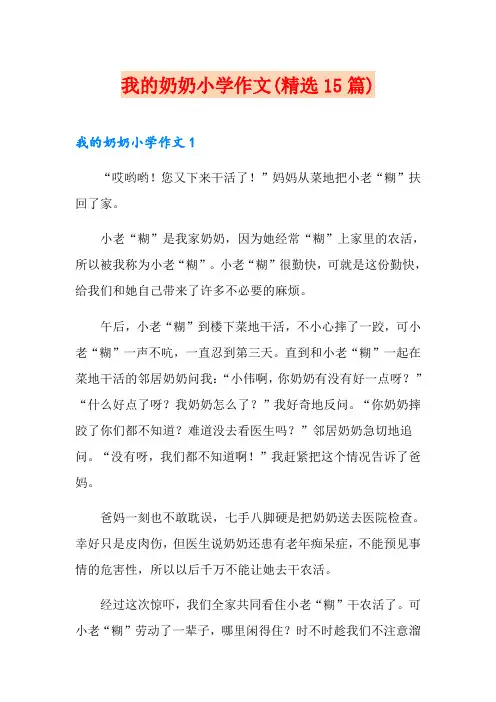 我的奶奶小学作文(精选15篇)